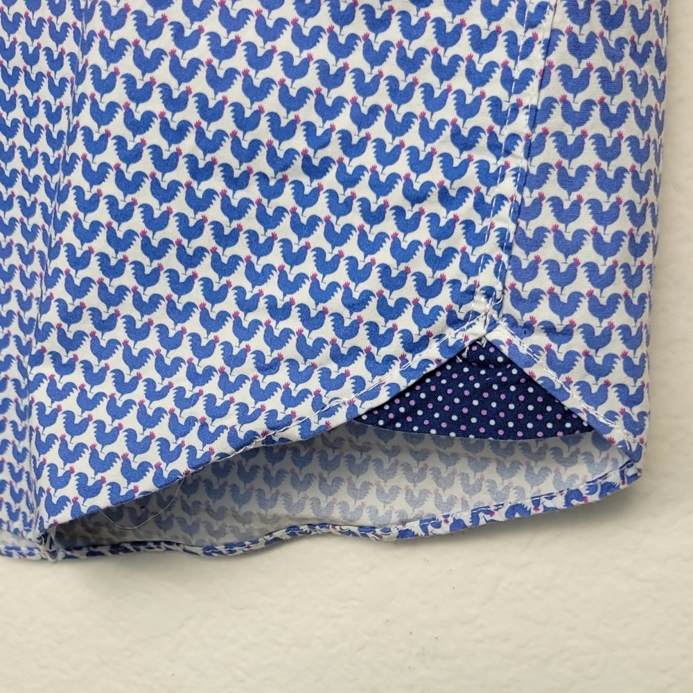 Society Of Threads Shirt Men – 2XL Blue Roosters Print Slim Fit Comfort Stretch - Picture 5 of 11